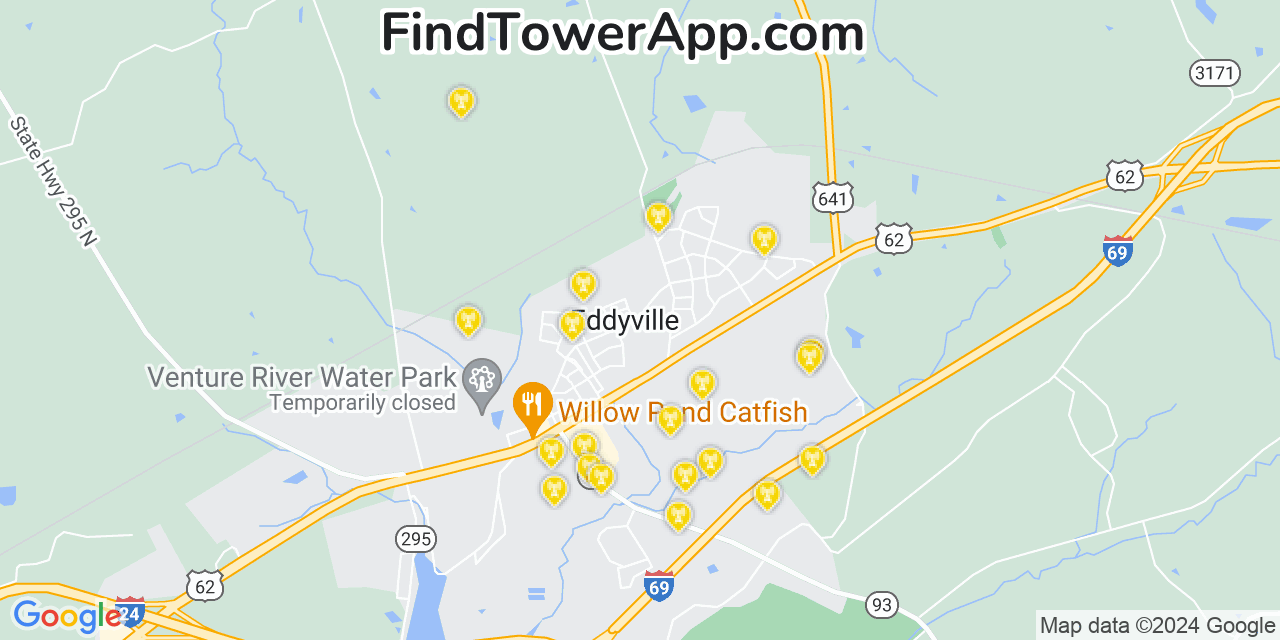AT&T 4G/5G cell tower coverage map Eddyville, Kentucky