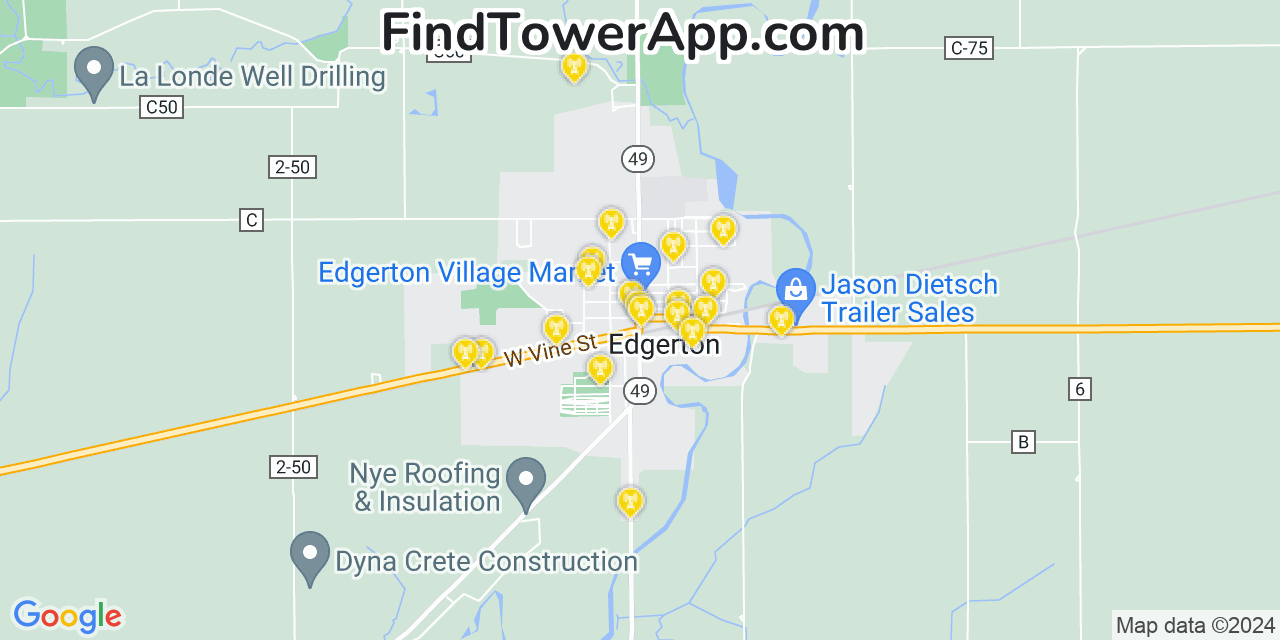 AT&T 4G/5G cell tower coverage map Edgerton, Ohio