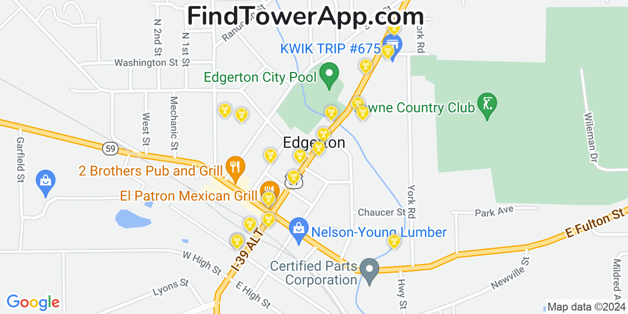 T-Mobile 4G/5G cell tower coverage map Edgerton, Wisconsin