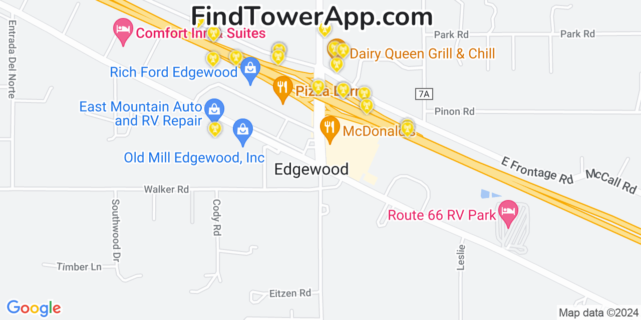AT&T 4G/5G cell tower coverage map Edgewood, New Mexico