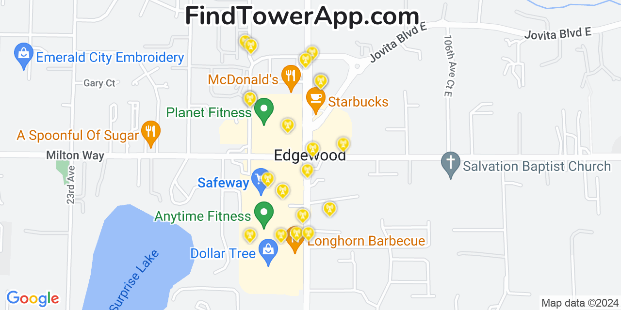 AT&T 4G/5G cell tower coverage map Edgewood, Washington