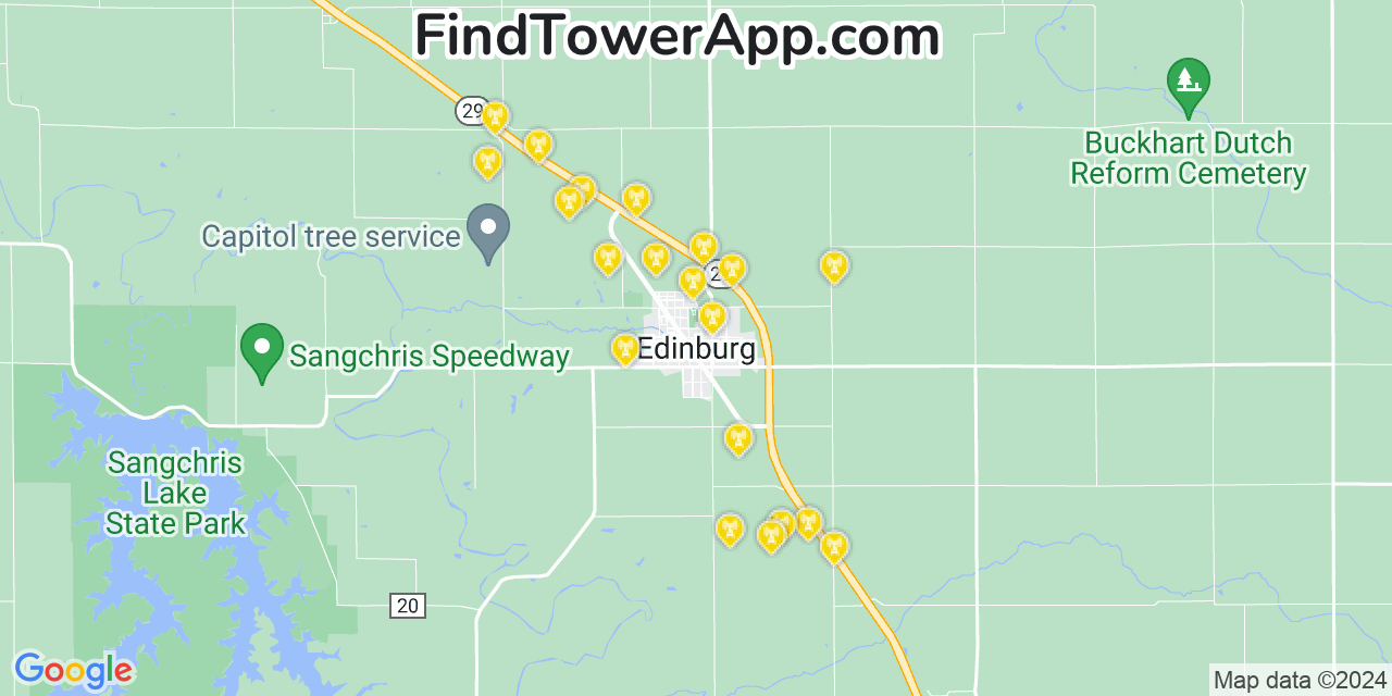 Verizon 4G/5G cell tower coverage map Edinburg, Illinois