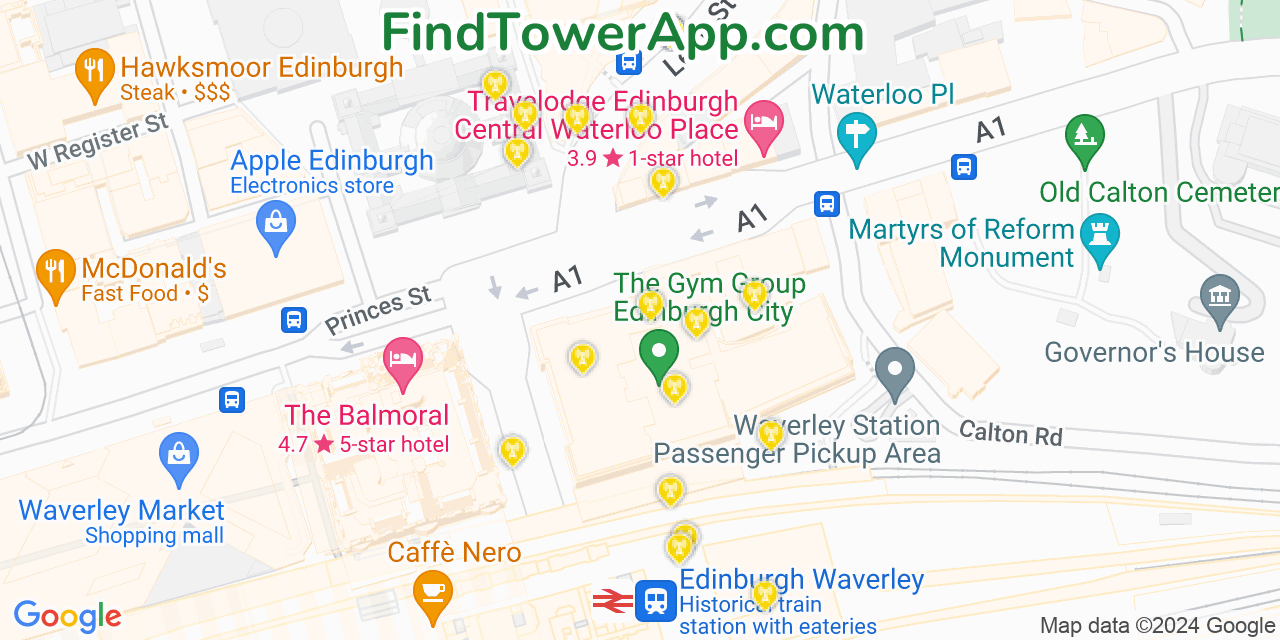 Edinburgh (United-Kingdom) 4G/5G cell tower coverage map
