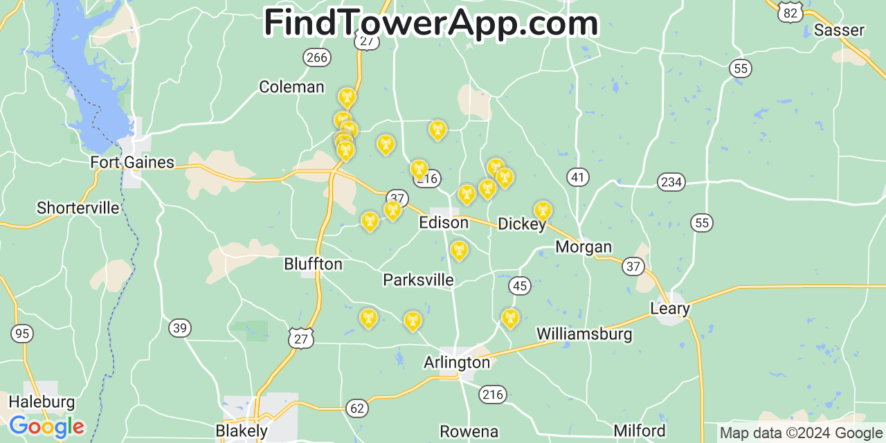 Verizon 4G/5G cell tower coverage map Edison, Georgia