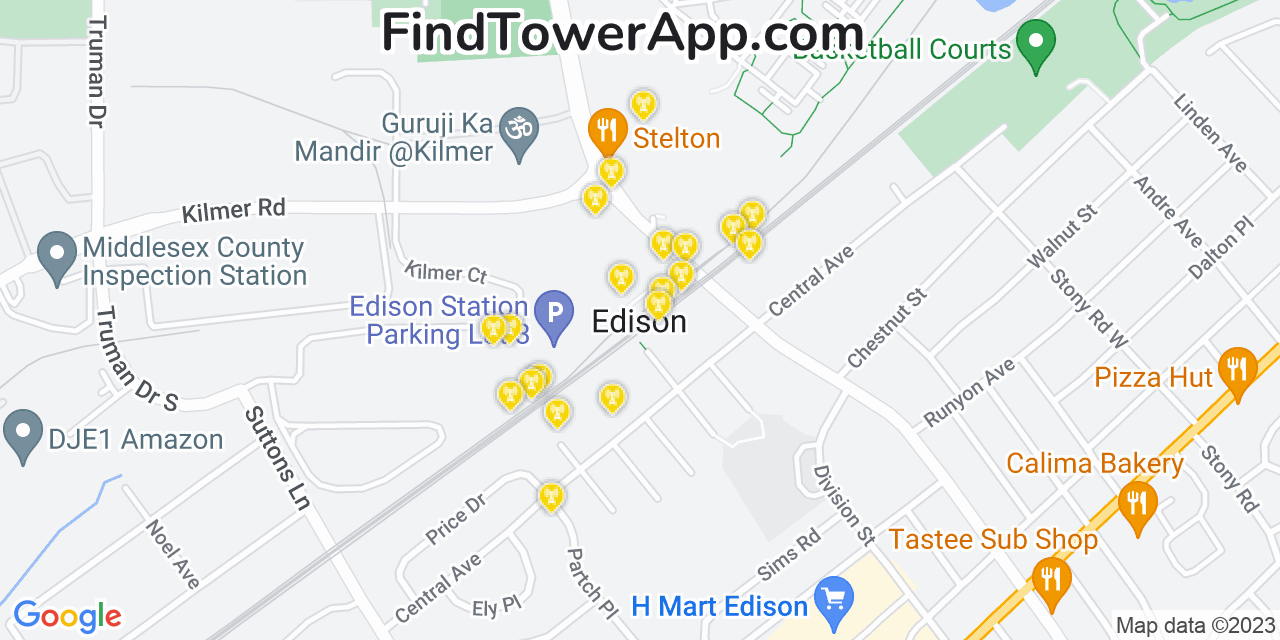 AT&T 4G/5G cell tower coverage map Edison, New Jersey