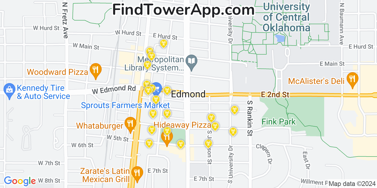 AT&T 4G/5G cell tower coverage map Edmond, Oklahoma