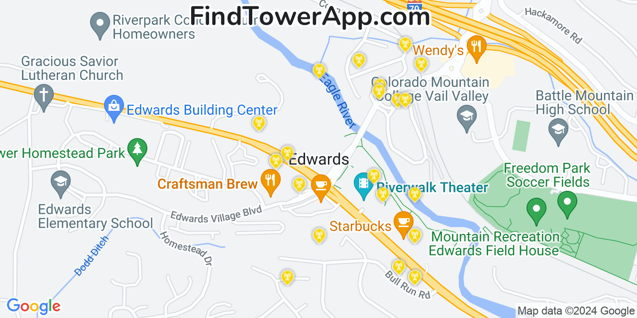 AT&T 4G/5G cell tower coverage map Edwards, Colorado