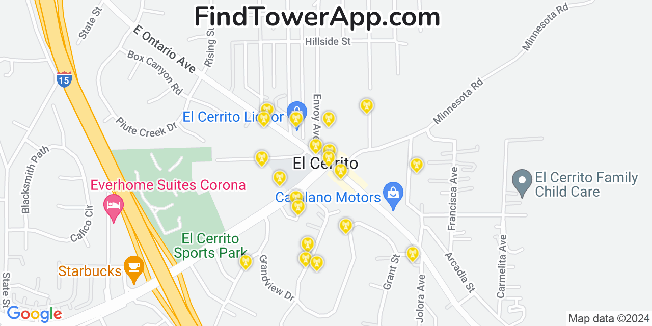 T-Mobile 4G/5G cell tower coverage map El Cerrito Corona, California