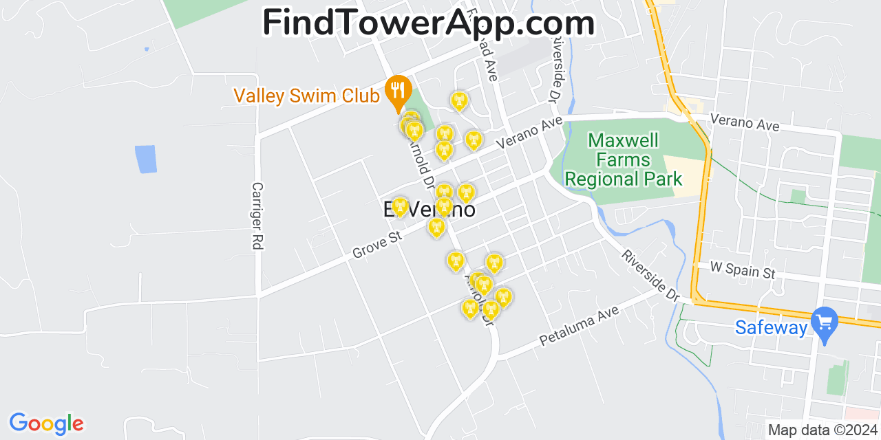 T-Mobile 4G/5G cell tower coverage map El Verano, California