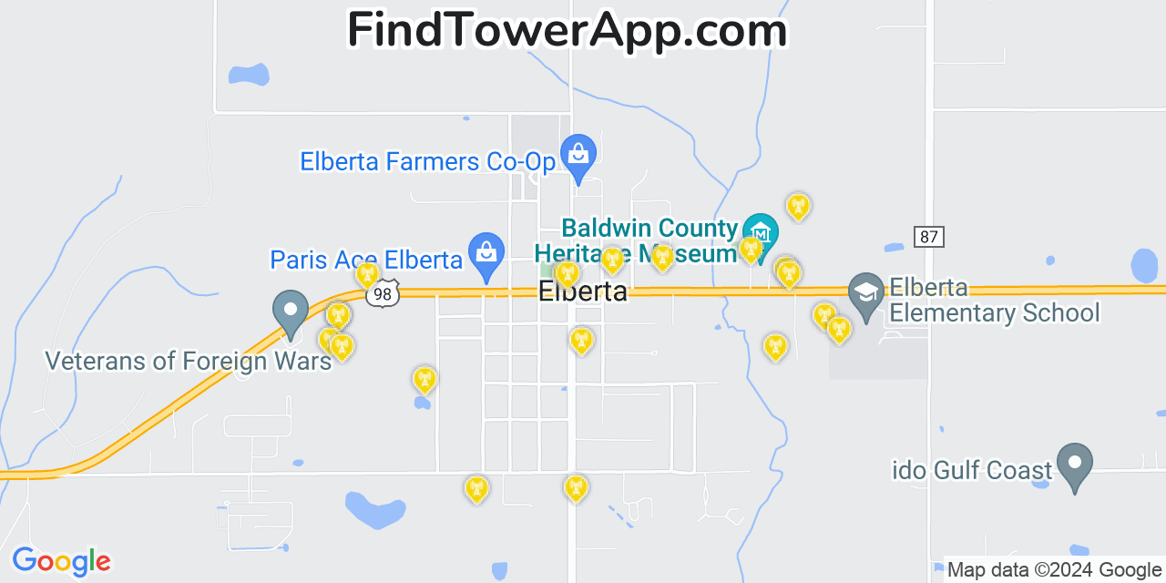 T-Mobile 4G/5G cell tower coverage map Elberta, Alabama