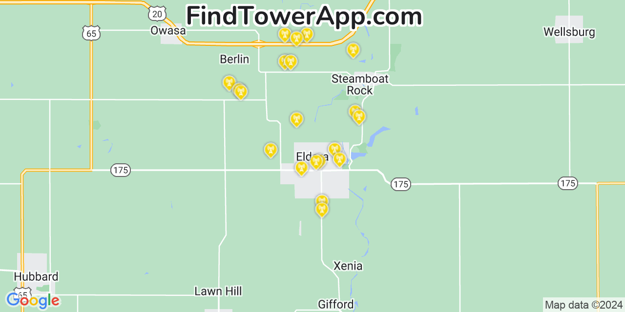AT&T 4G/5G cell tower coverage map Eldora, Iowa