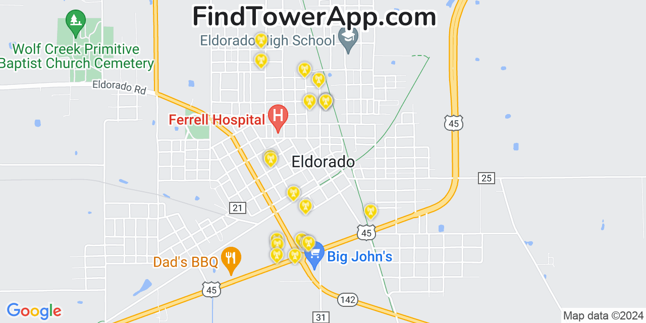 T-Mobile 4G/5G cell tower coverage map Eldorado, Illinois