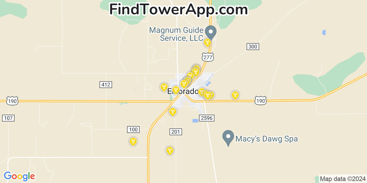 AT&T 4G/5G cell tower coverage map Eldorado, Texas