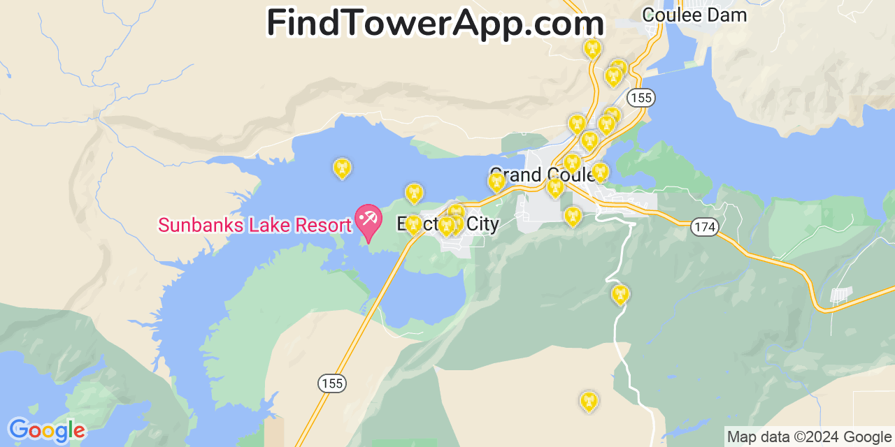 AT&T 4G/5G cell tower coverage map Electric City, Washington