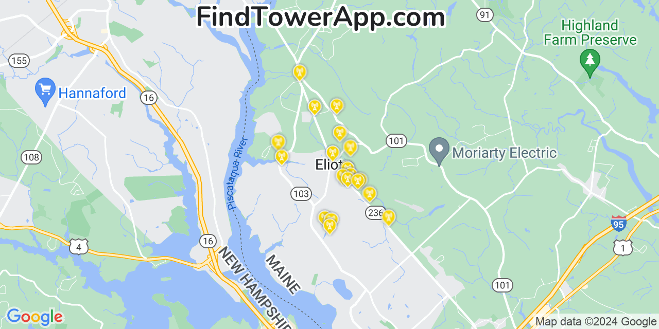 T-Mobile 4G/5G cell tower coverage map Eliot, Maine