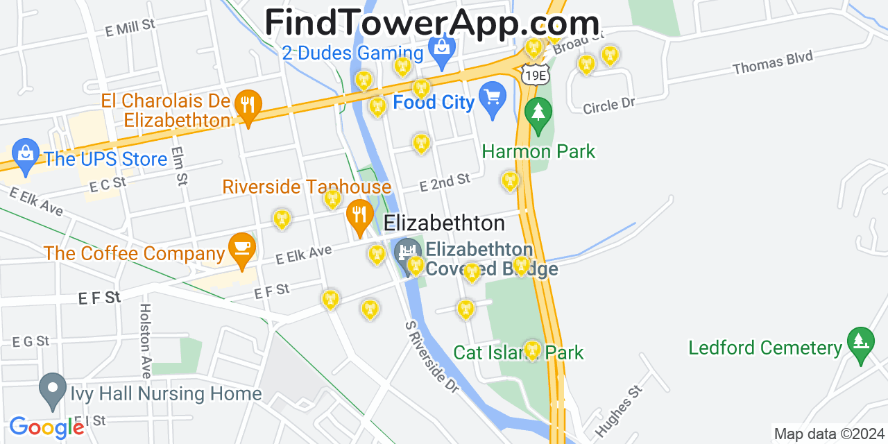 T-Mobile 4G/5G cell tower coverage map Elizabethton, Tennessee