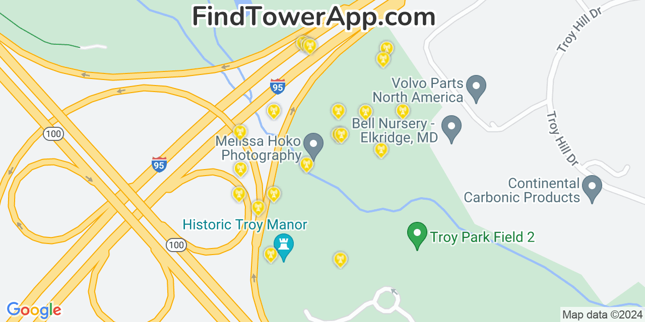 T-Mobile 4G/5G cell tower coverage map Elkridge, Maryland