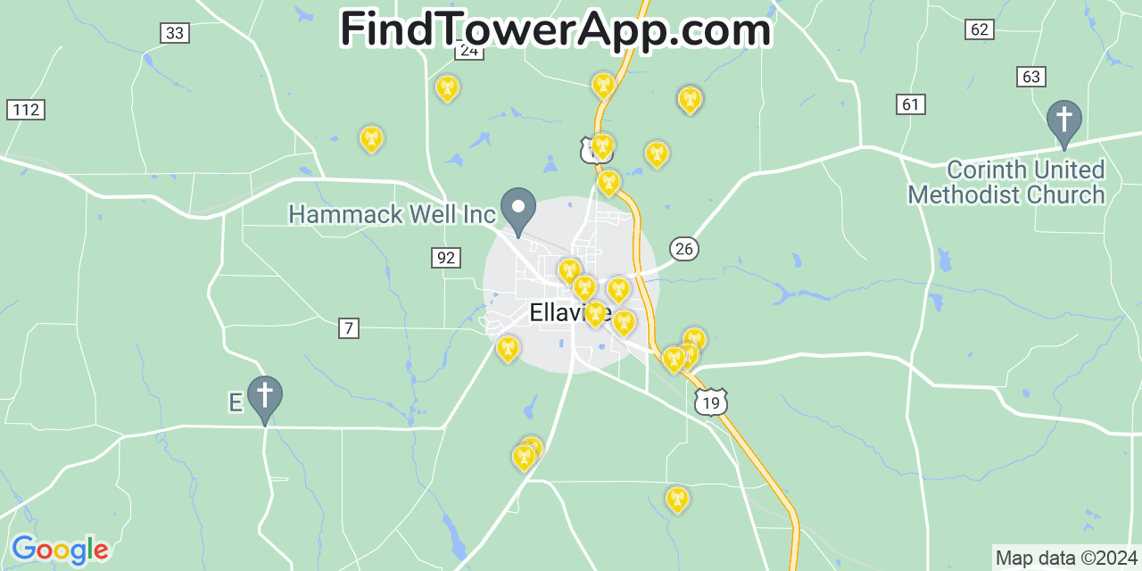 AT&T 4G/5G cell tower coverage map Ellaville, Georgia