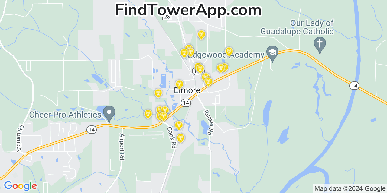 T-Mobile 4G/5G cell tower coverage map Elmore, Alabama