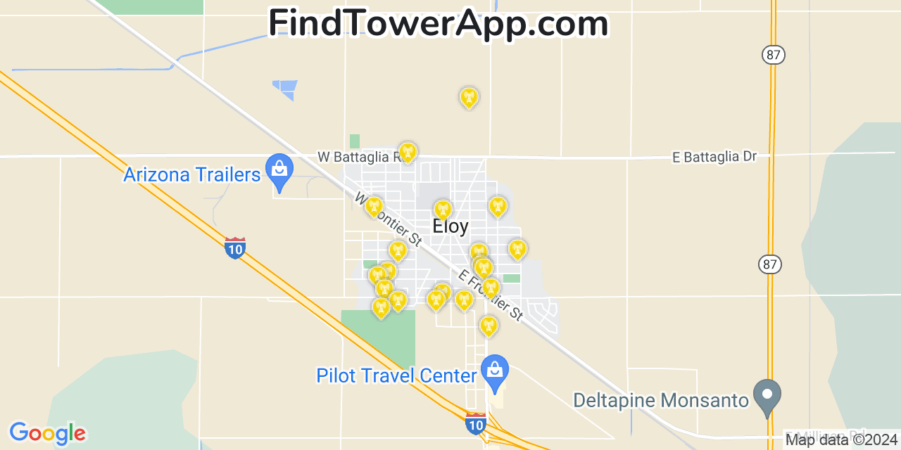 AT&T 4G/5G cell tower coverage map Eloy, Arizona