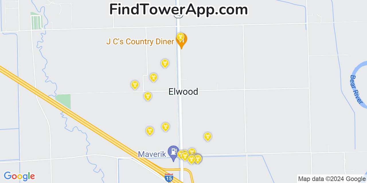 Verizon 4G/5G cell tower coverage map Elwood, Utah
