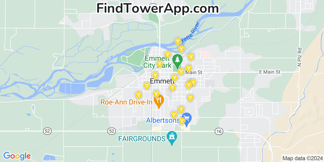 Verizon 4G/5G cell tower coverage map Emmett, Idaho