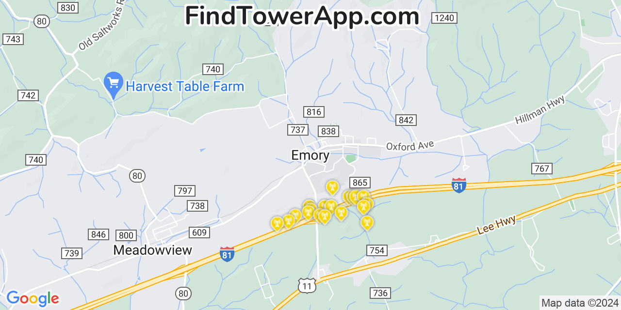 T-Mobile 4G/5G cell tower coverage map Emory, Virginia
