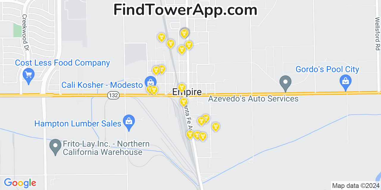 AT&T 4G/5G cell tower coverage map Empire, California