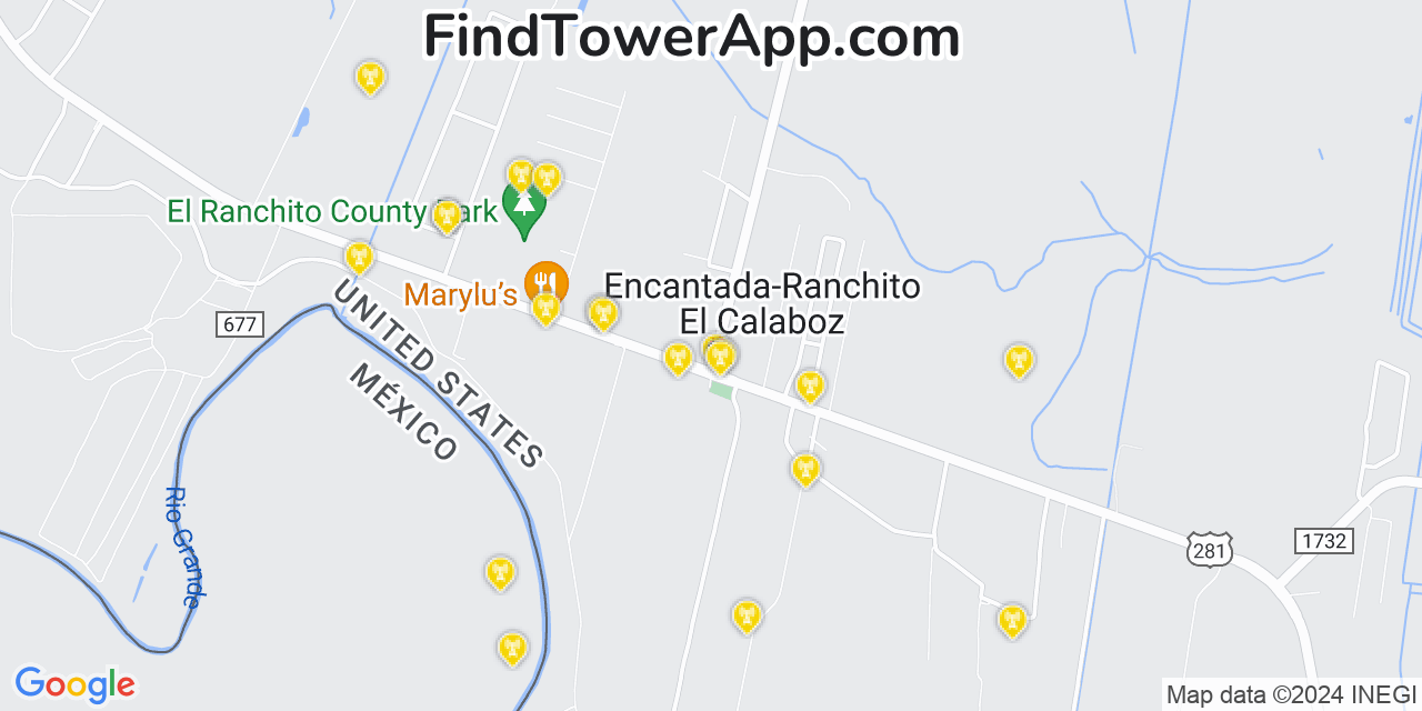 Verizon 4G/5G cell tower coverage map Encantada Ranchito El Calaboz, Texas