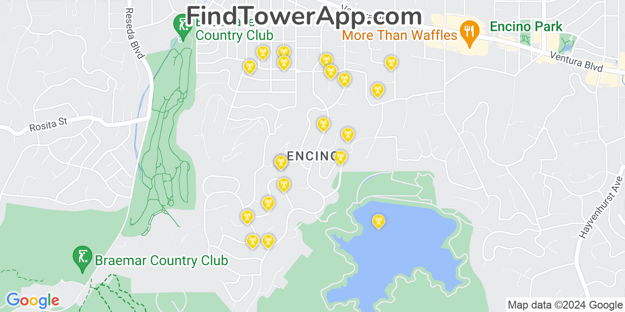 T-Mobile 4G/5G cell tower coverage map Encino, California