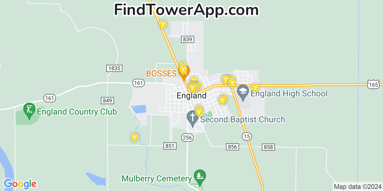 T-Mobile 4G/5G cell tower coverage map England, Arkansas