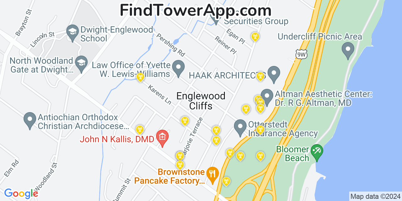 AT&T 4G/5G cell tower coverage map Englewood Cliffs, New Jersey