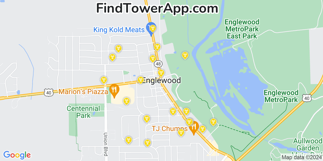 AT&T 4G/5G cell tower coverage map Englewood, Ohio