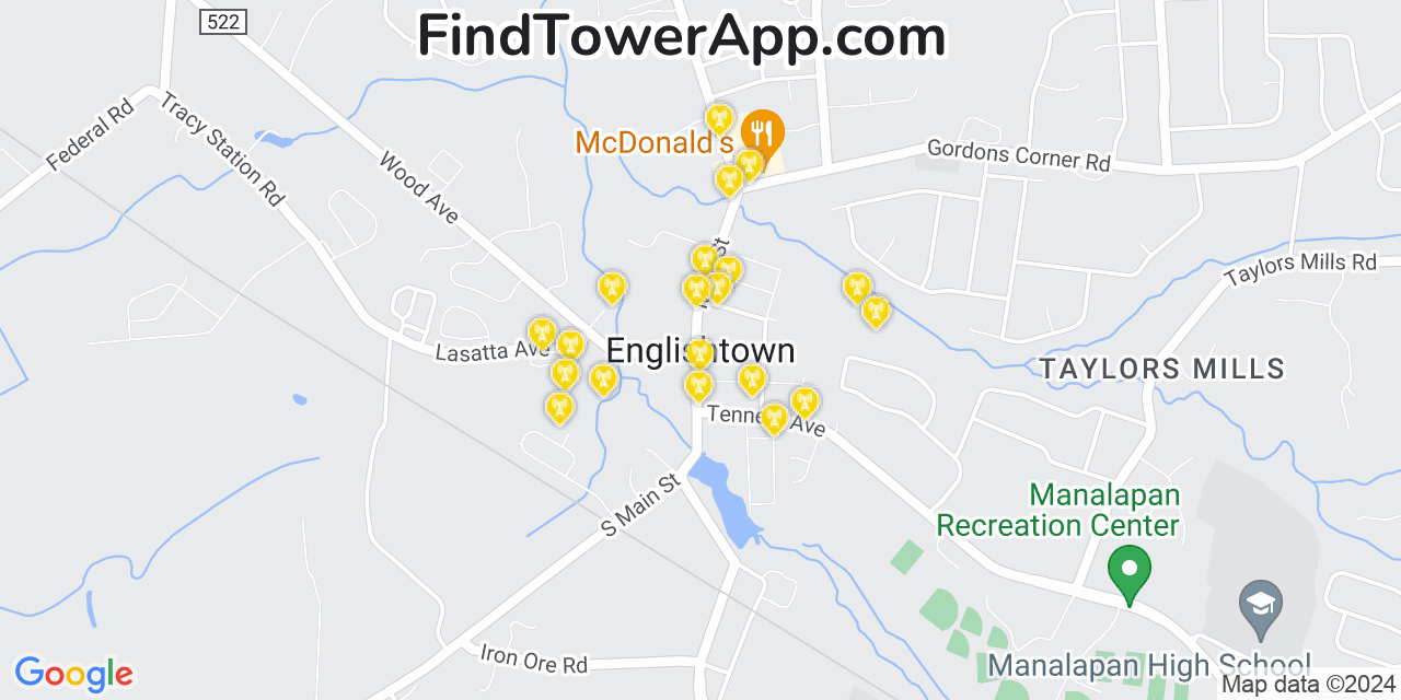 T-Mobile 4G/5G cell tower coverage map Englishtown, New Jersey