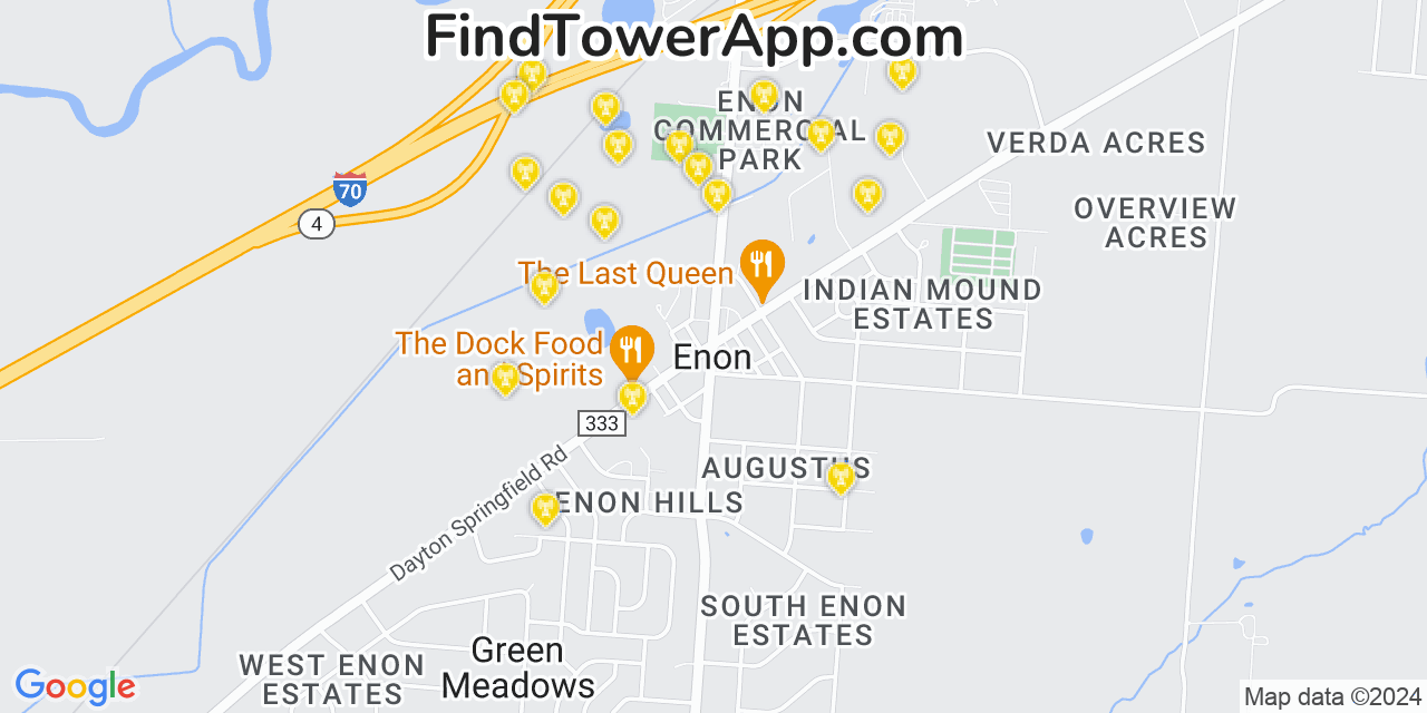 AT&T 4G/5G cell tower coverage map Enon, Ohio
