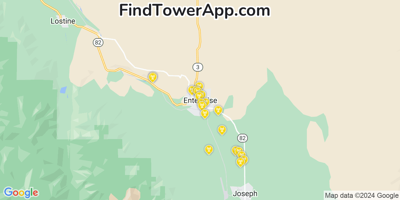 AT&T 4G/5G cell tower coverage map Enterprise, Oregon