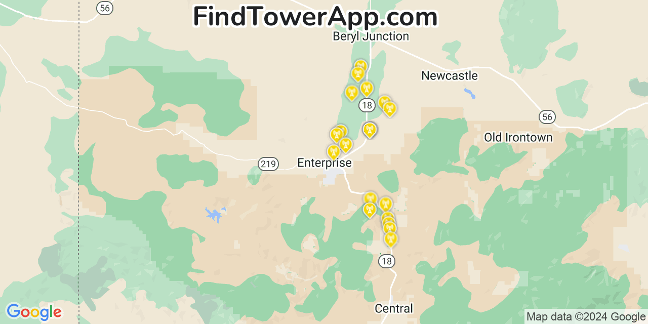 AT&T 4G/5G cell tower coverage map Enterprise, Utah