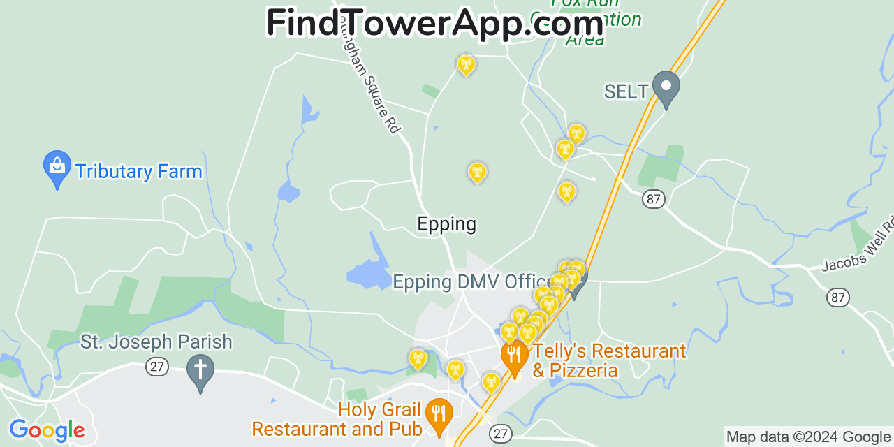 AT&T 4G/5G cell tower coverage map Epping, New Hampshire