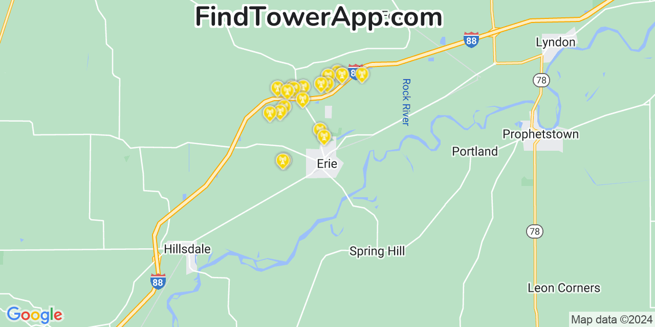 T-Mobile 4G/5G cell tower coverage map Erie, Illinois