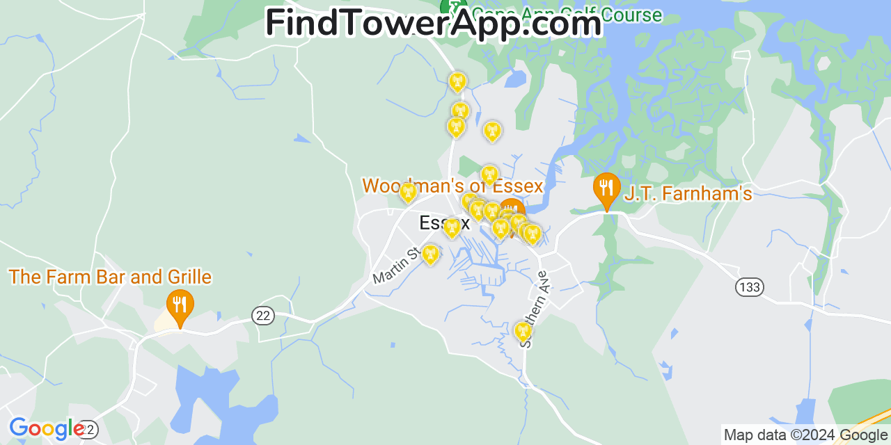 Verizon 4G/5G cell tower coverage map Essex, Massachusetts