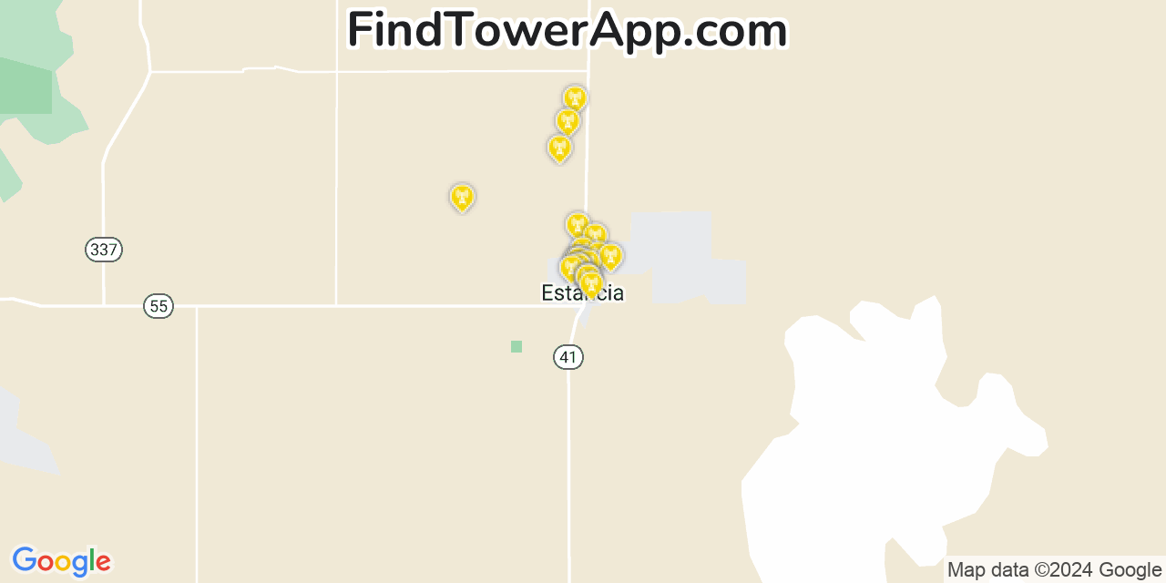 AT&T 4G/5G cell tower coverage map Estancia, New Mexico