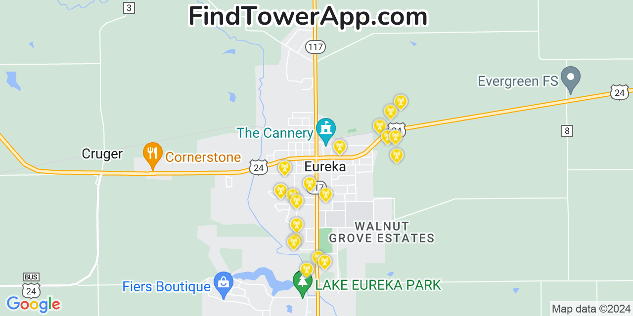 T-Mobile 4G/5G cell tower coverage map Eureka, Illinois