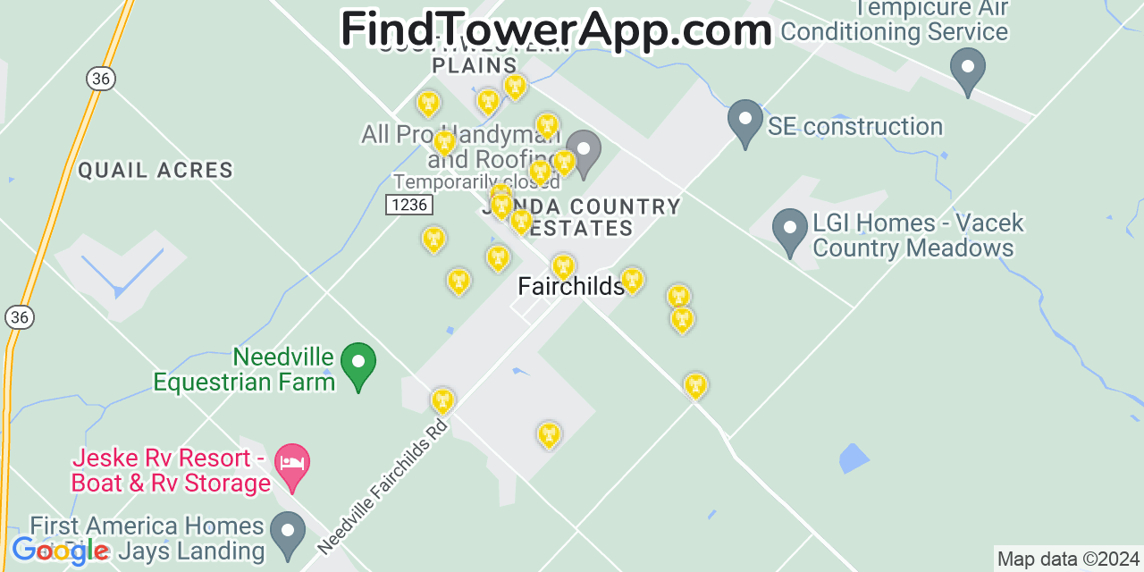 T-Mobile 4G/5G cell tower coverage map Fairchilds, Texas