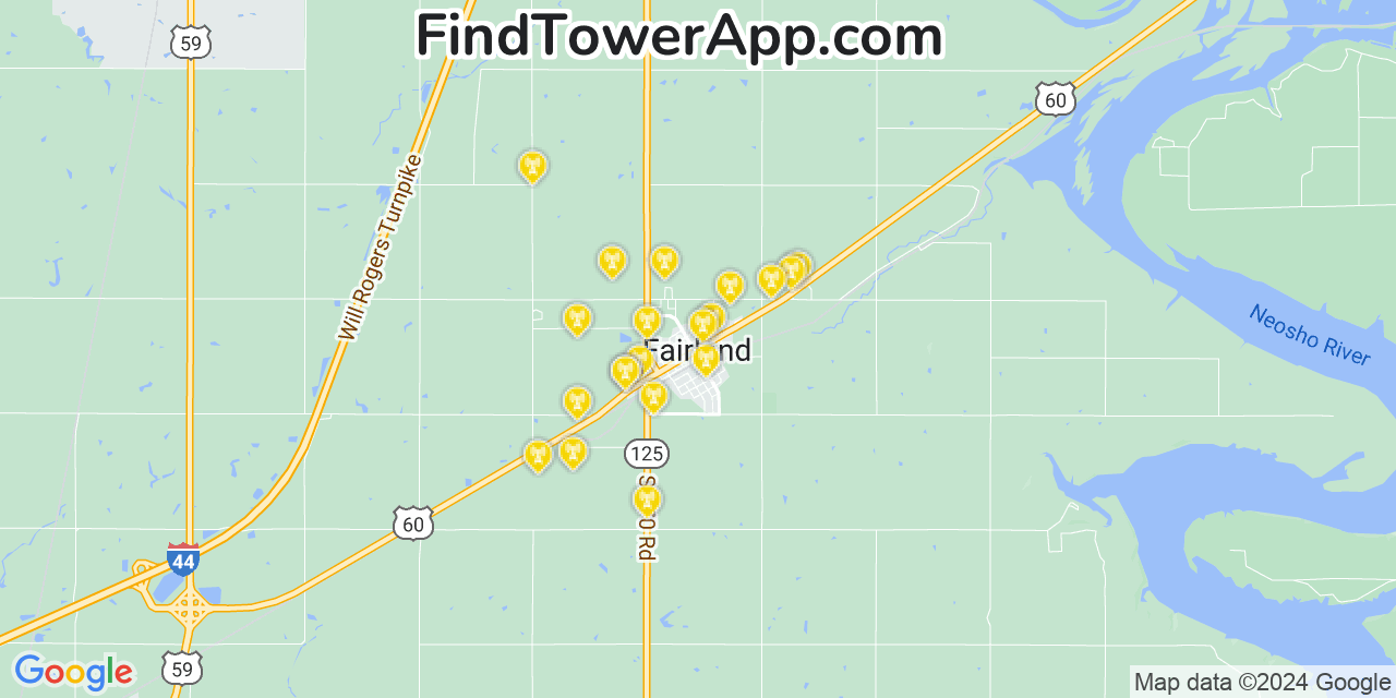 T-Mobile 4G/5G cell tower coverage map Fairland, Oklahoma