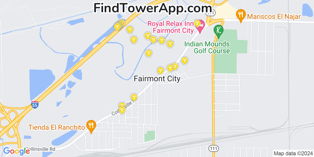 T-Mobile 4G/5G cell tower coverage map Fairmont City, Illinois