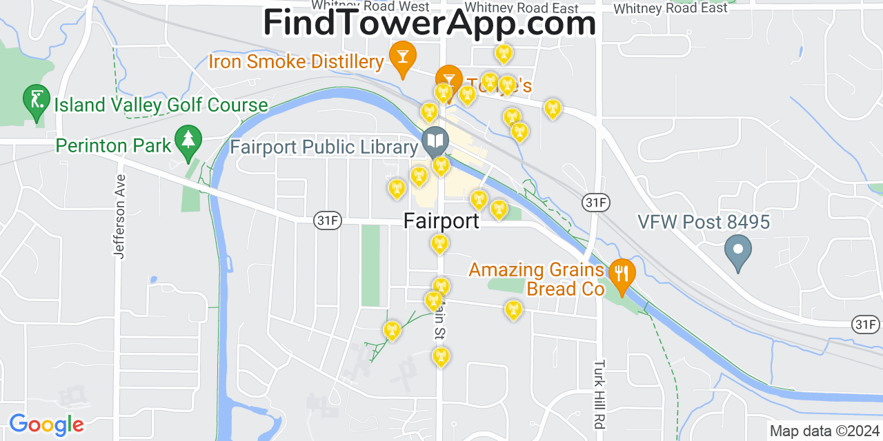 AT&T 4G/5G cell tower coverage map Fairport, New York