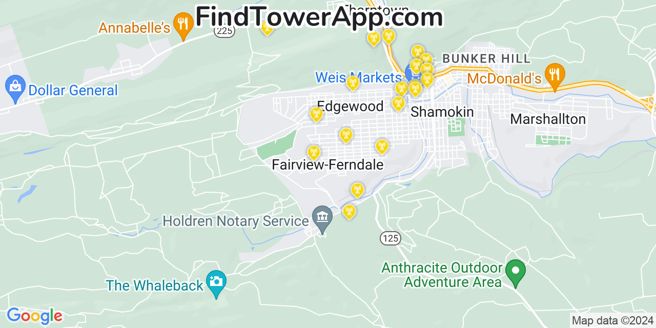 AT&T 4G/5G cell tower coverage map Fairview Ferndale, Pennsylvania