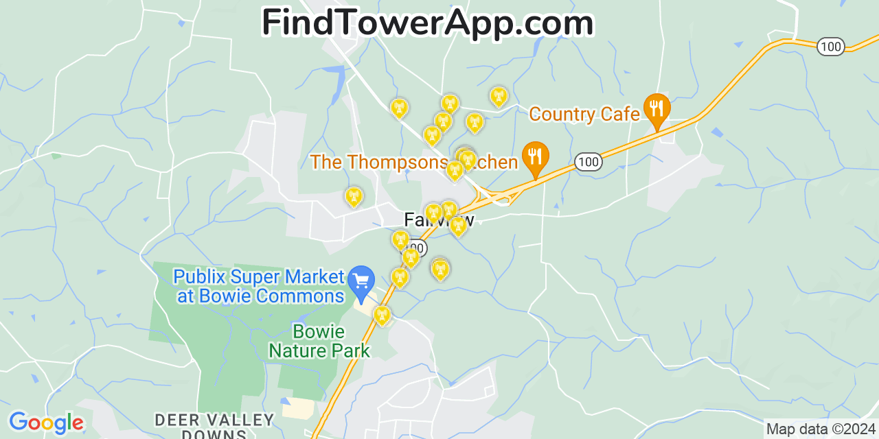 AT&T 4G/5G cell tower coverage map Fairview, Tennessee