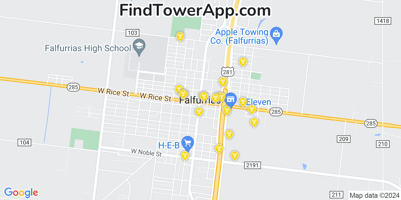 T-Mobile 4G/5G cell tower coverage map Falfurrias, Texas