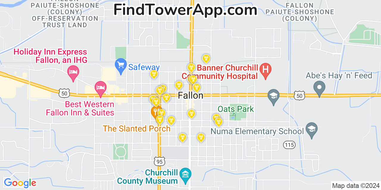 AT&T 4G/5G cell tower coverage map Fallon, Nevada